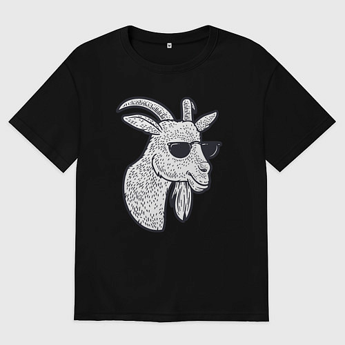 Женская футболка оверсайз Козлик в очках / Черный – фото 1