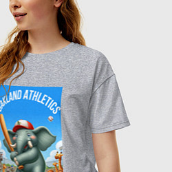 Футболка оверсайз женская Elephant - batter Oakland Athletics, цвет: меланж — фото 2