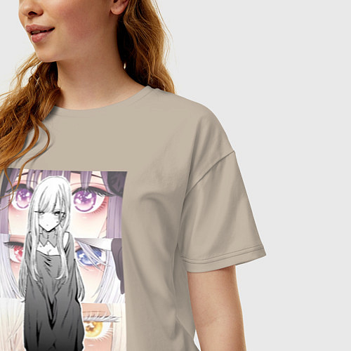 Женская футболка оверсайз Эта фарфоровая кукла влюбилась / Миндальный – фото 3