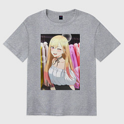 Футболка оверсайз женская Эта фарфоровая кукла влюбилась, цвет: меланж