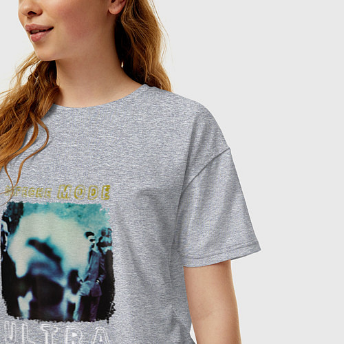 Женская футболка оверсайз Depeche Mode - Ultra mode logo / Меланж – фото 3