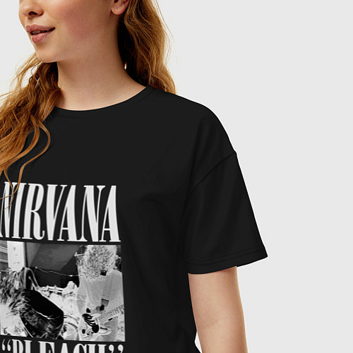 Женская футболка оверсайз Nirvana bleach black album / Черный – фото 3