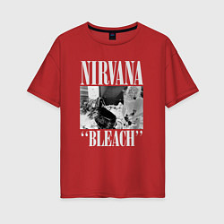 Футболка оверсайз женская Nirvana bleach black album, цвет: красный