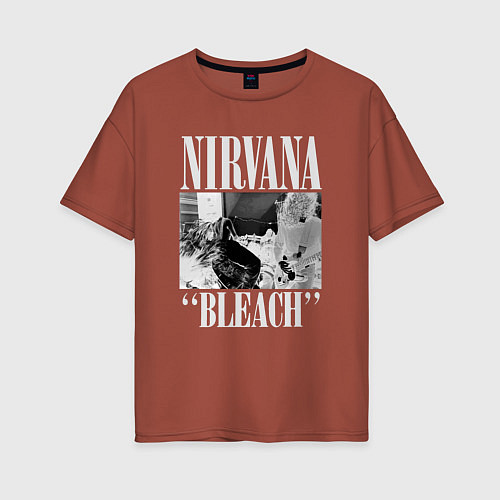 Женская футболка оверсайз Nirvana bleach black album / Кирпичный – фото 1