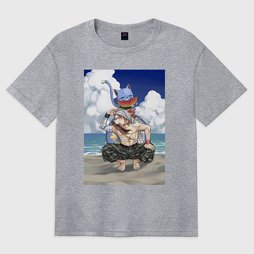 Женская футболка оверсайз Хвост Феи Хэппи Нацу Драгнил / Меланж – фото 1