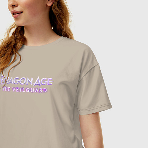 Женская футболка оверсайз Dragon age the veilguard logo / Миндальный – фото 3