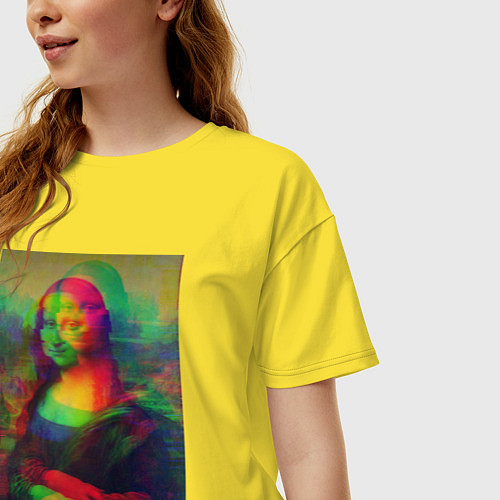 Женская футболка оверсайз Мона Лиза с глюками / Желтый – фото 3
