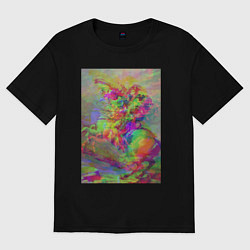 Футболка оверсайз женская Бонапарт на перевале Сен-Бернар с глюками, цвет: черный