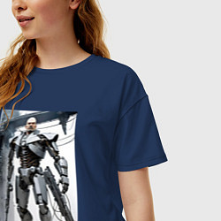 Футболка оверсайз женская Ленин робот - киборг ai art, цвет: тёмно-синий — фото 2