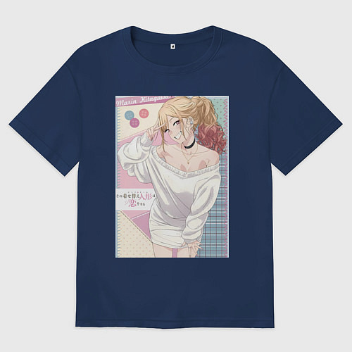 Женская футболка оверсайз Марин Китагава косплей / Тёмно-синий – фото 1