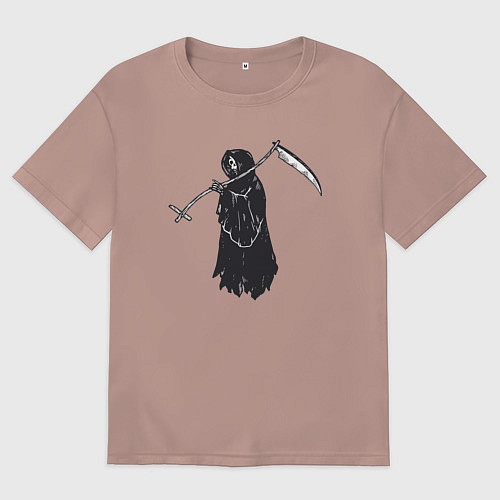 Женская футболка оверсайз Дама смерть / Пыльно-розовый – фото 1