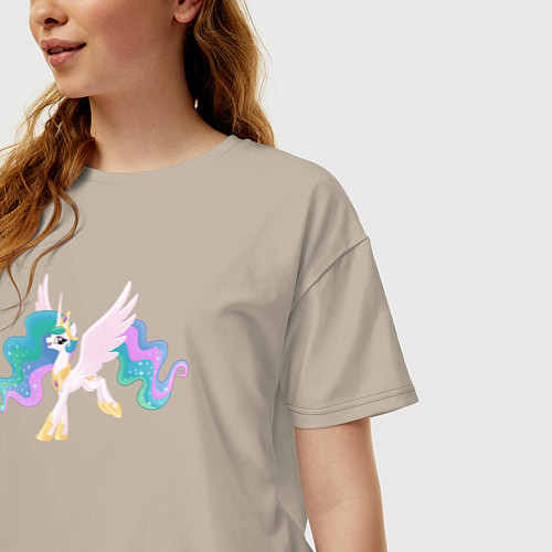 Женская футболка оверсайз Принцесса Селестия из My Little Pony в кино / Миндальный – фото 3