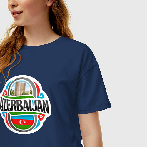 Женская футболка оверсайз Azerbaijan / Тёмно-синий – фото 3