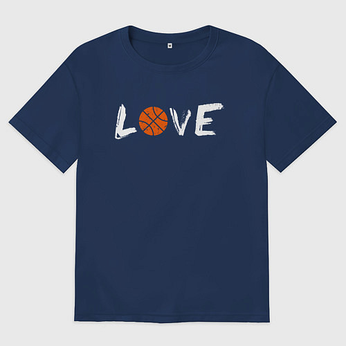 Женская футболка оверсайз Я люблю баскетбол / Тёмно-синий – фото 1