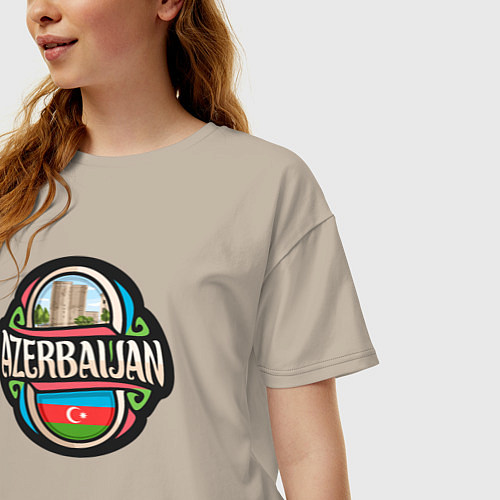 Женская футболка оверсайз Мой Азербайджан / Миндальный – фото 3