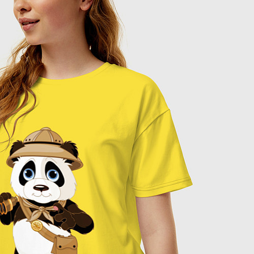 Женская футболка оверсайз Веселая панда следопыт / Желтый – фото 3