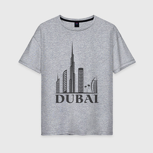 Женская футболка оверсайз Dubai city style / Меланж – фото 1