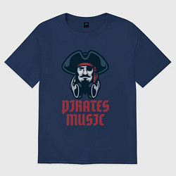 Футболка оверсайз женская Пиратская музыка, цвет: тёмно-синий