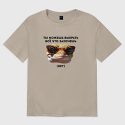 Футболка оверсайз женская Ты можешь выбрать себе все что захочешь нет, цвет: миндальный