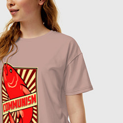 Футболка оверсайз женская Рыбный коммунизм, цвет: пыльно-розовый — фото 2