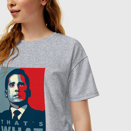 Женская футболка оверсайз Thats what she said - the office / Меланж – фото 3