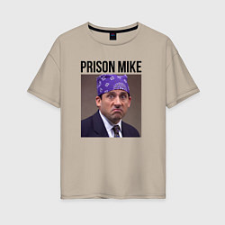 Футболка оверсайз женская Prison mike Michael Scott - офис, цвет: миндальный