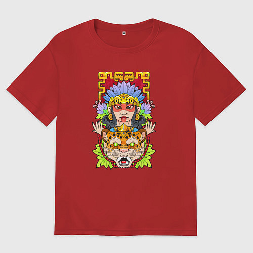 Женская футболка оверсайз Принцесса ягуар / Красный – фото 1