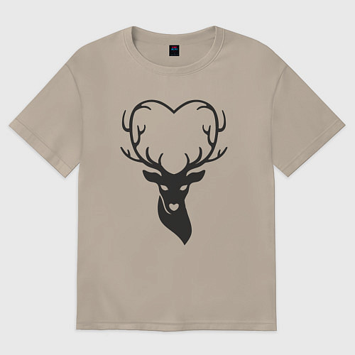 Женская футболка оверсайз Love deer / Миндальный – фото 1