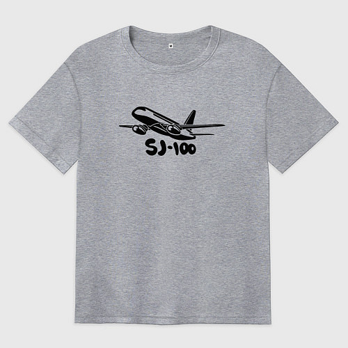 Женская футболка оверсайз Сухой Суперджет 100 черный с надписью / Меланж – фото 1