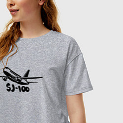 Футболка оверсайз женская Сухой Суперджет 100 черный с надписью, цвет: меланж — фото 2