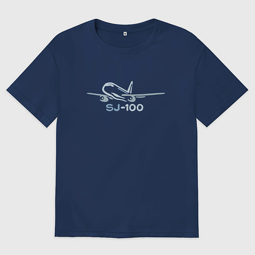 Женская футболка оверсайз Sukhoi Superjet 100 цветной с надписью / Тёмно-синий – фото 1