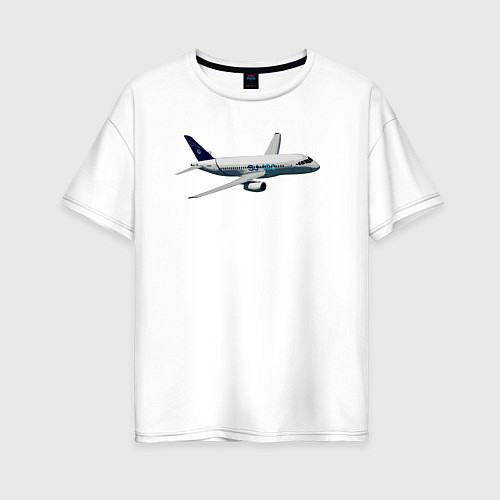 Женская футболка оверсайз Опытный самолет SJ-100 ВС 95005 / Белый – фото 1