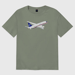 Футболка оверсайз женская Опытный самолет SJ-100 ВС 95157, цвет: авокадо