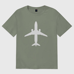 Футболка оверсайз женская Белый облик самолета SJ-100, цвет: авокадо