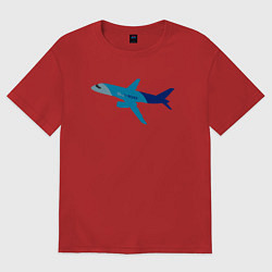 Футболка оверсайз женская Superjet-100 синий, цвет: красный