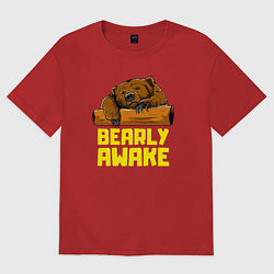 Футболка оверсайз женская Bearly awake, цвет: красный
