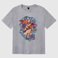 Футболка оверсайз женская Оne piece виви и нами vivi and nami, цвет: меланж