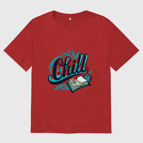 Женская футболка оверсайз Отдых и книги / Красный – фото 1