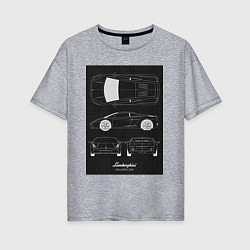 Футболка оверсайз женская Lamborghini гоночный, цвет: меланж