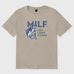 Футболка оверсайз женская Milf милфа, цвет: миндальный