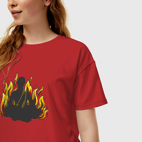 Женская футболка оверсайз Fire yoga / Красный – фото 3