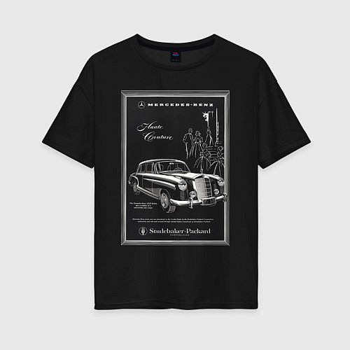 Женская футболка оверсайз Mercedes-benz ретро / Черный – фото 1
