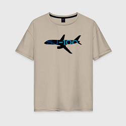 Футболка оверсайз женская Черный облик Superjet-100 с цветным названием, цвет: миндальный