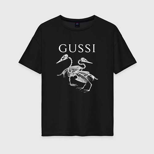 Женская футболка оверсайз Gussi - два скелета гусей / Черный – фото 1