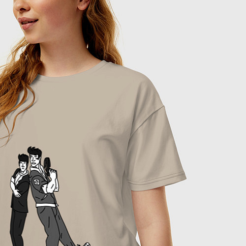 Женская футболка оверсайз Таймскип / Миндальный – фото 3