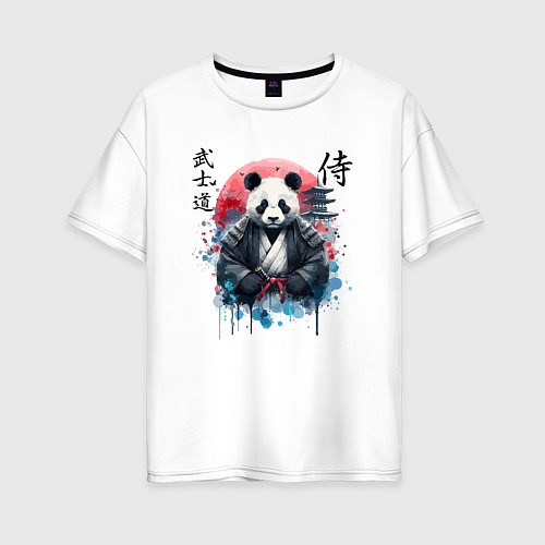 Женская футболка оверсайз Panda - bushido samurai code / Белый – фото 1