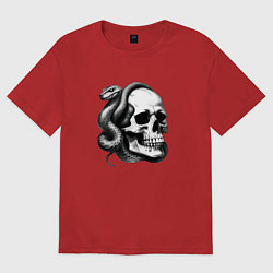 Женская футболка оверсайз Змея и череп