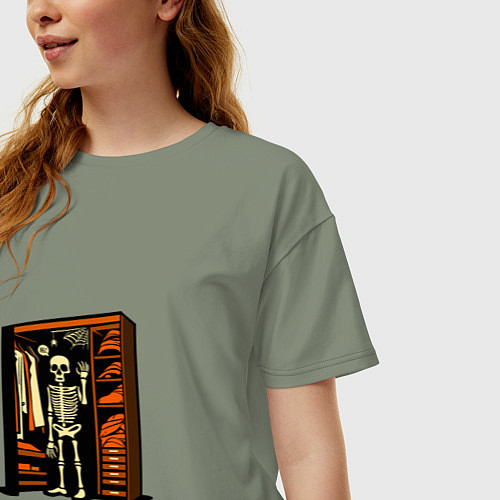 Женская футболка оверсайз Скелет в шкафу / Авокадо – фото 3