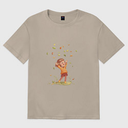 Футболка оверсайз женская Радостная осень, цвет: миндальный