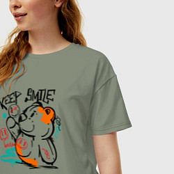 Футболка оверсайз женская Продолжай улыбаться, цвет: авокадо — фото 2